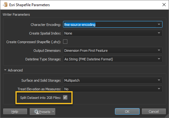 Idea Automatically tile shapefile when approaching 2GB limit