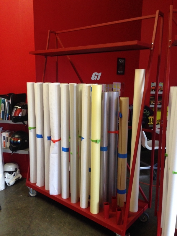 Fusion Metalworks Picture tag vinyl rack custom media holder roll