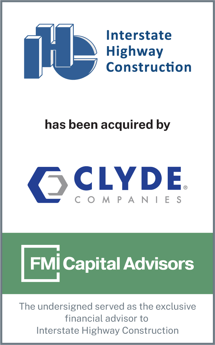 FMI Capital Advisors Announces Interstate Highway Construction Sale to