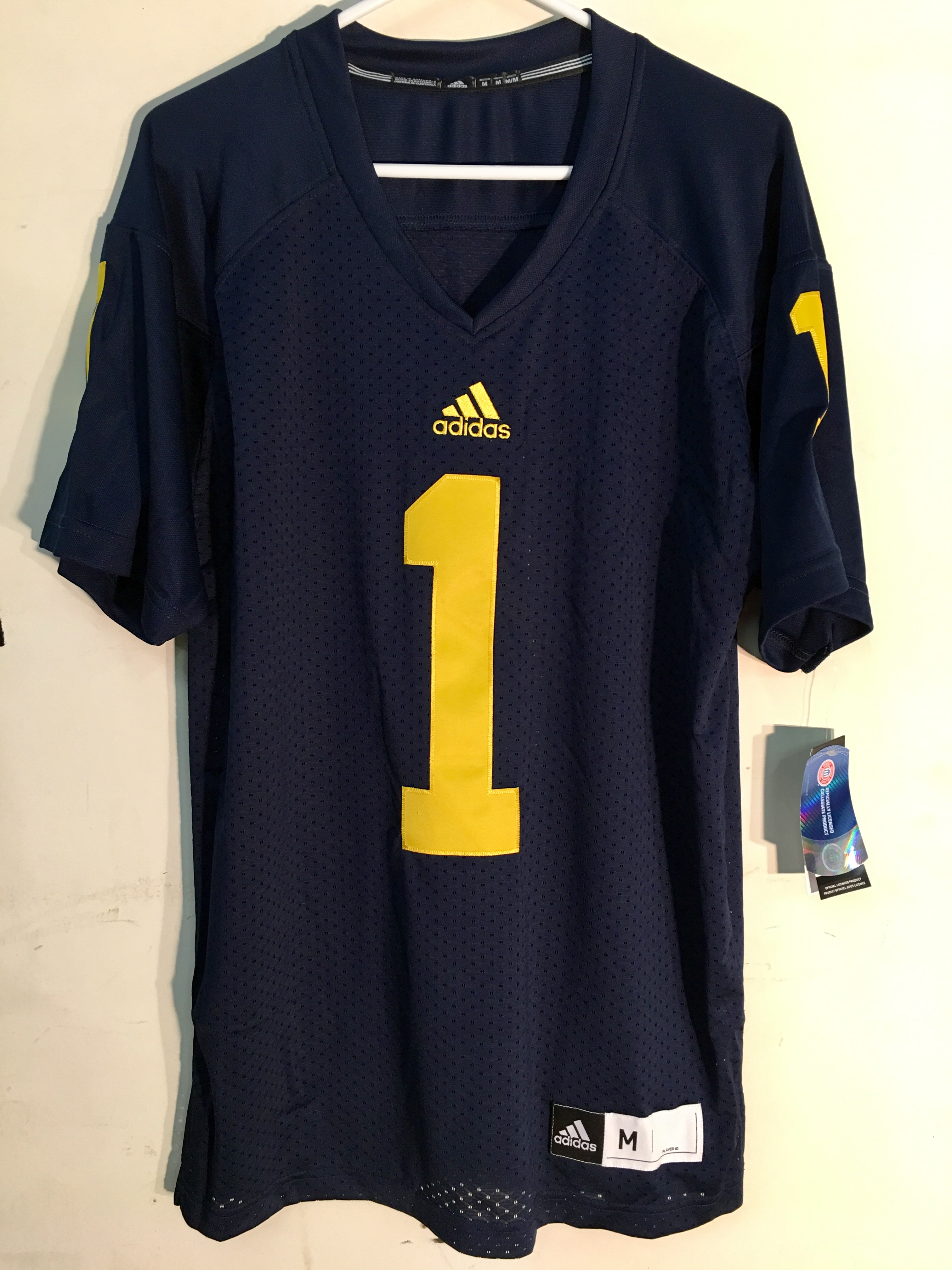 Adidas Premier NCAA Jersey Michigan Wolverines 1 Navy sz L eBay
