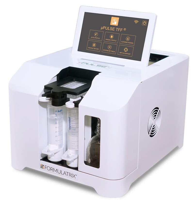 Sample concentration and buffer exchange using miniaturized TFF