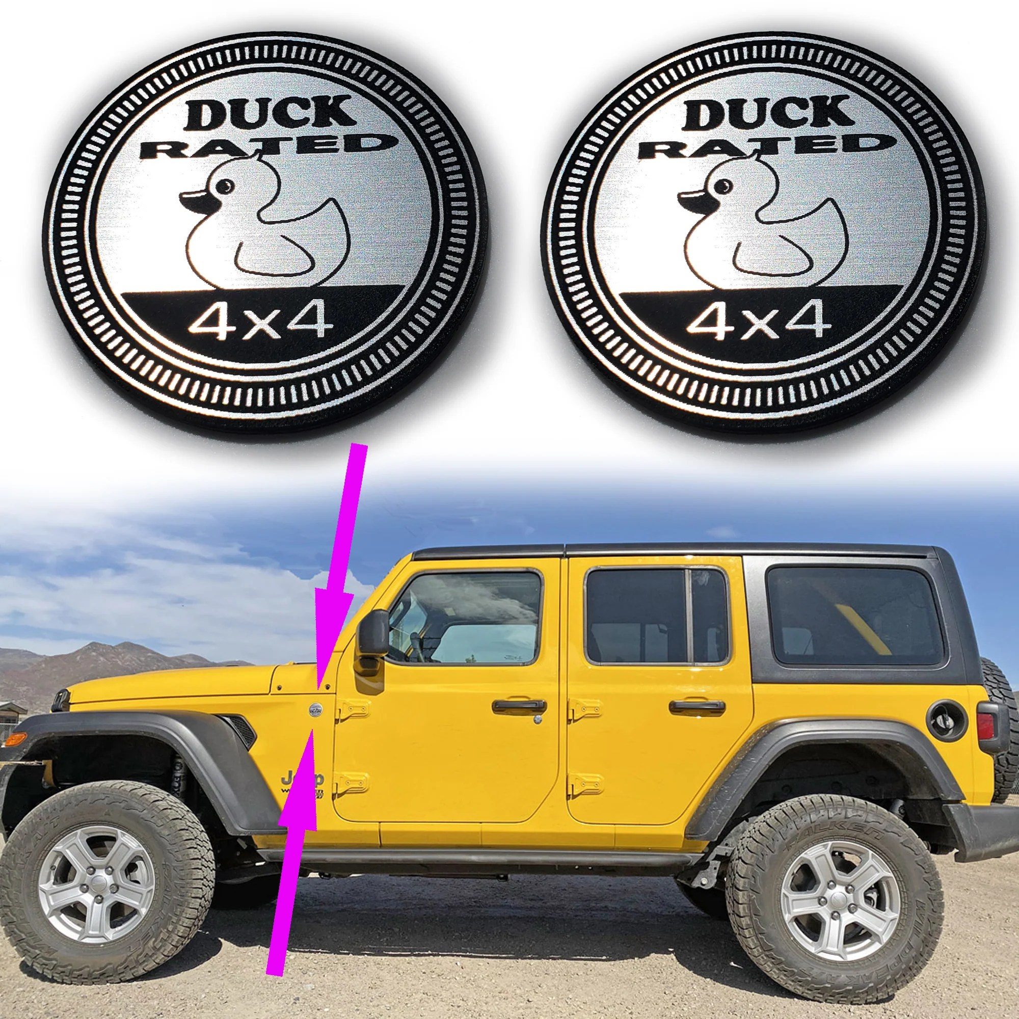 Pair (2) DUCK Rated Fender Badges fits JEEP WRANGLER YJ JL JK TJ CJ em