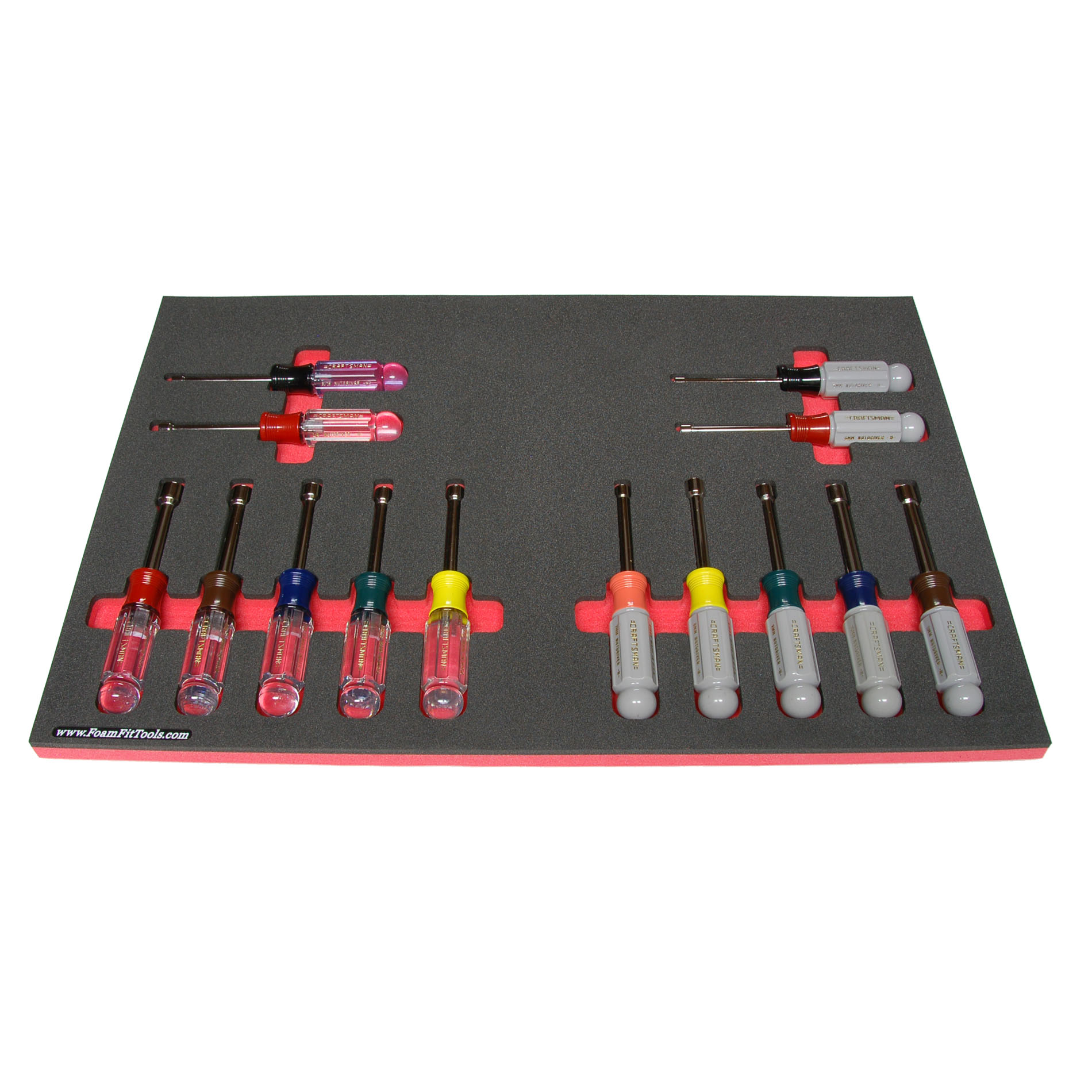 Foam Organizers for Shadowing Nut Drivers