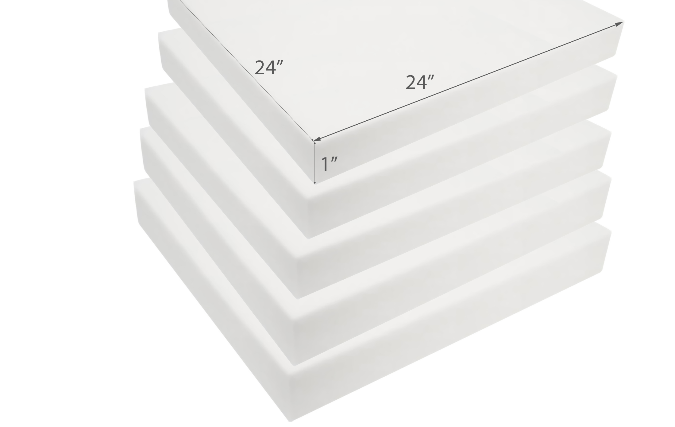 High Density 1" Height x 24" Width x 24" Length Pack of 5 Foamtouch