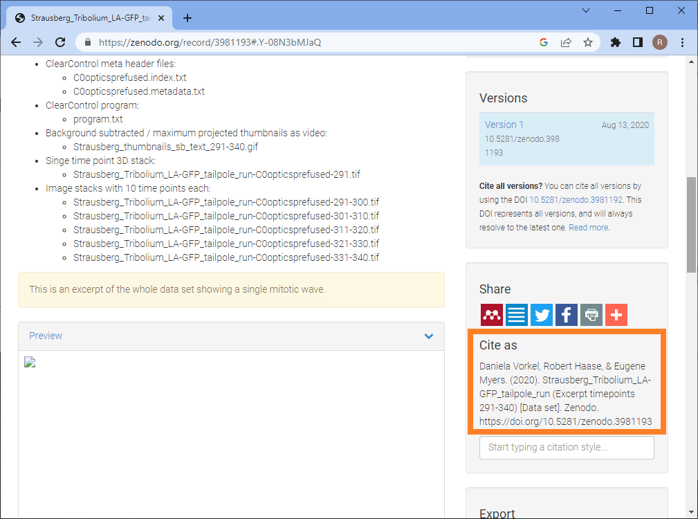Sharing research data with Zenodo FocalPlane
