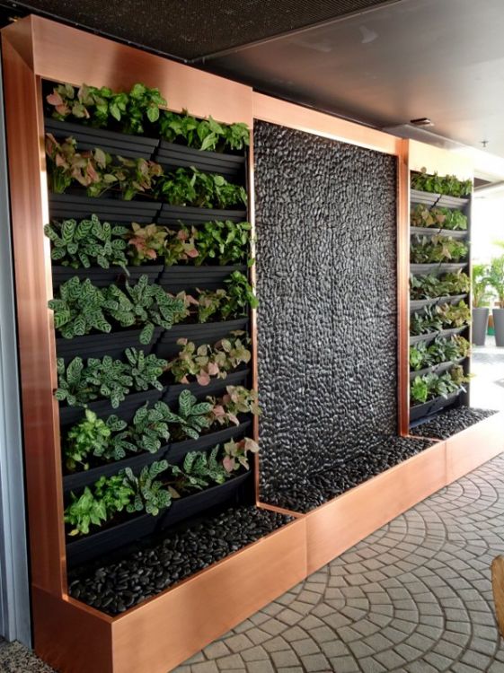 Copper Jade Buddha Water Feature & Vertical Garden Focal Point