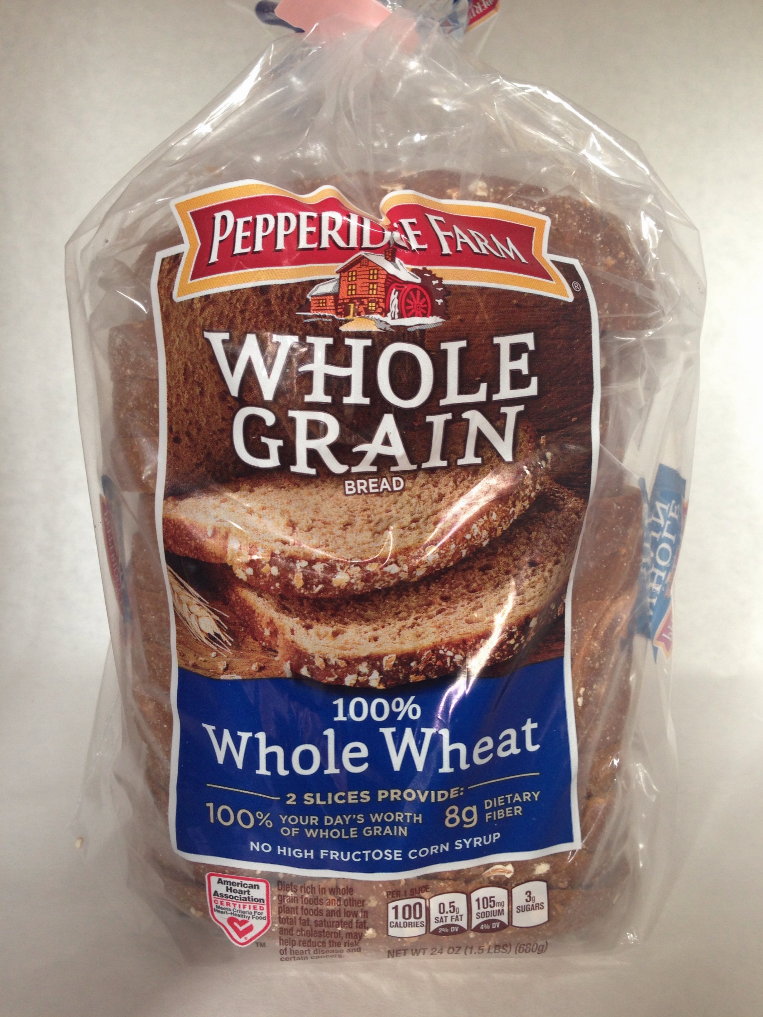 Nutritional Information for Pepperidge Farm 100 Whole Wheat Bread