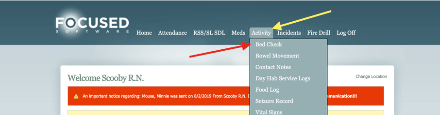 BED CHECK DOCUMENTATION