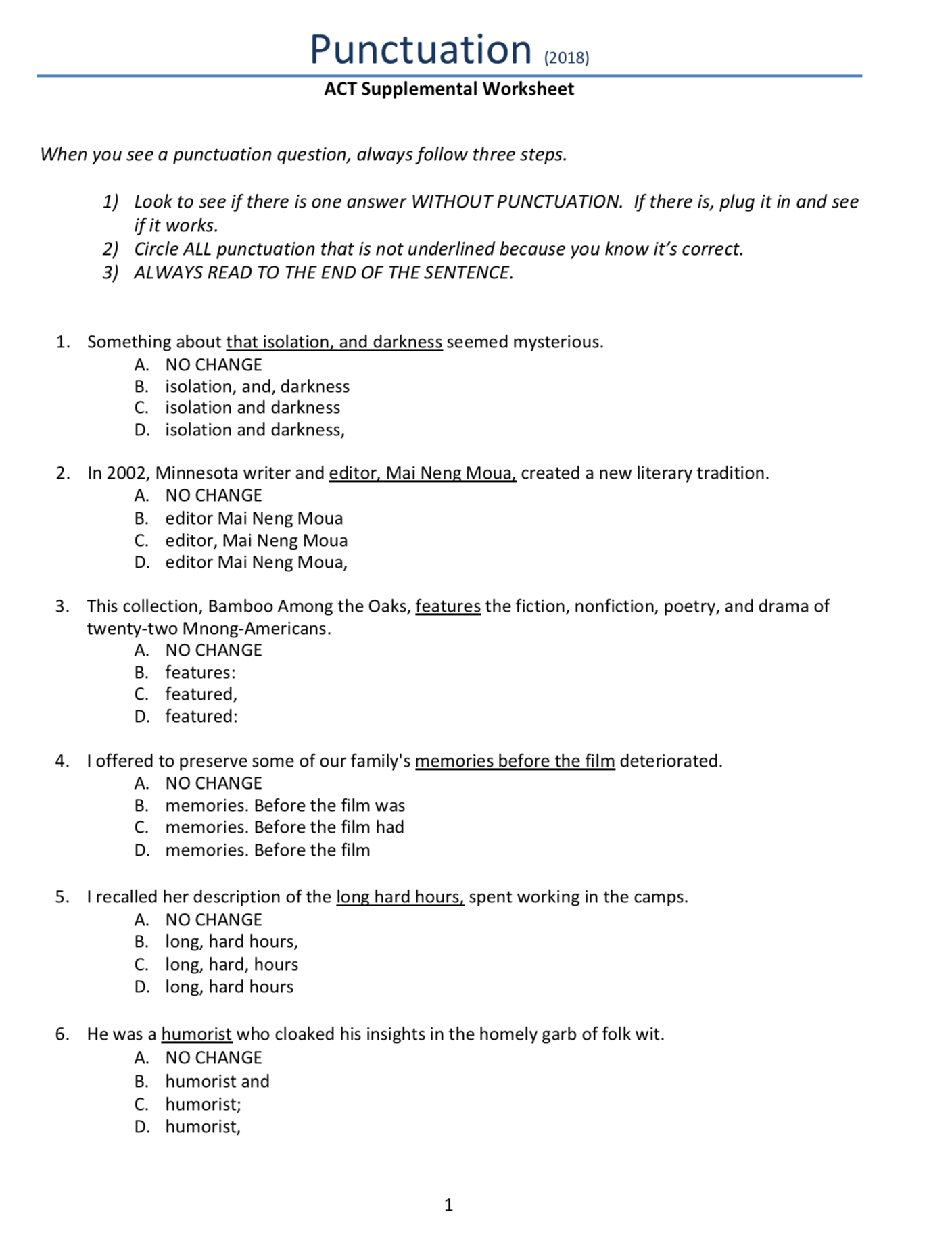 30 act punctuation practice worksheets coo worksheets