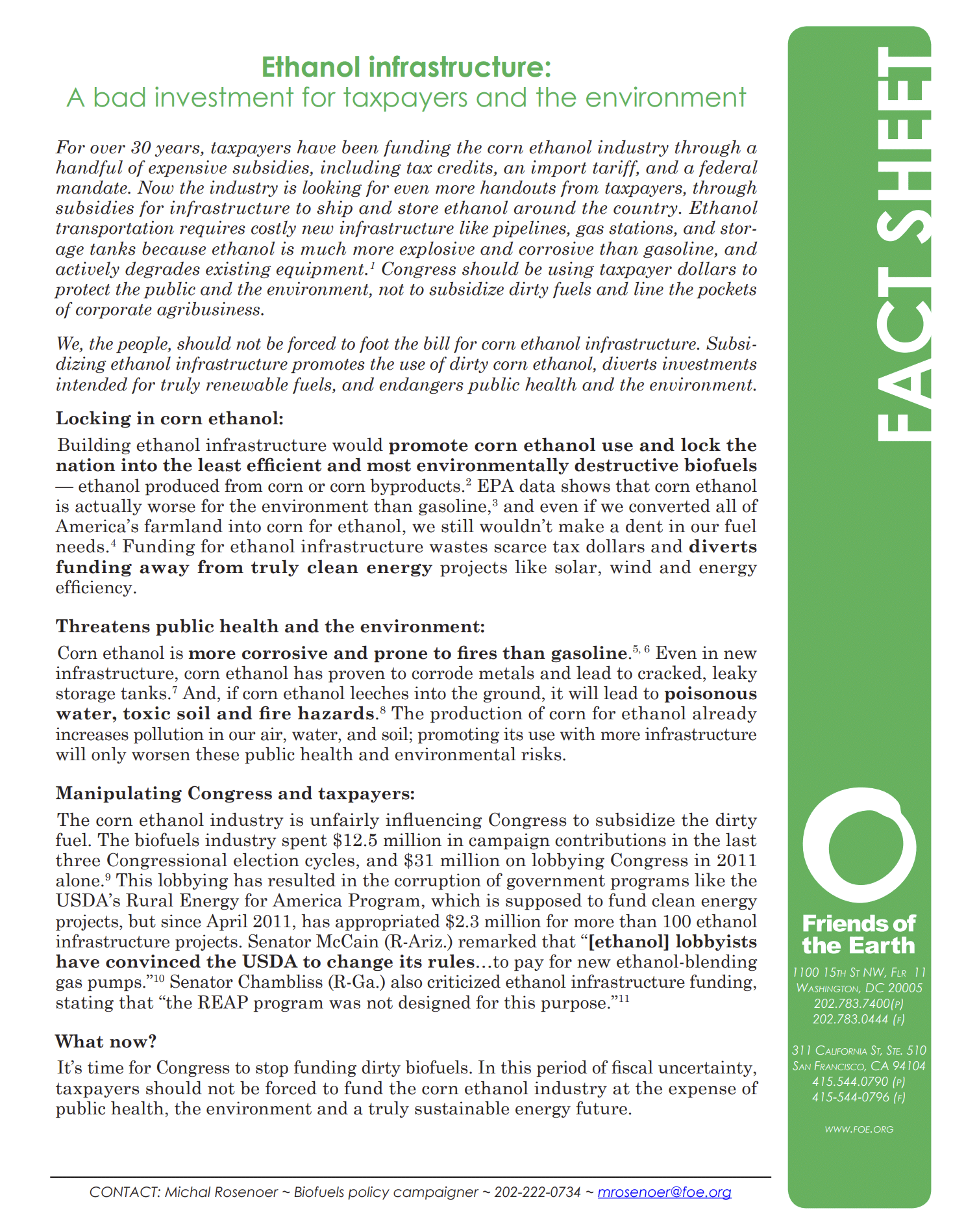 Ethanol Infrastructure Factsheet