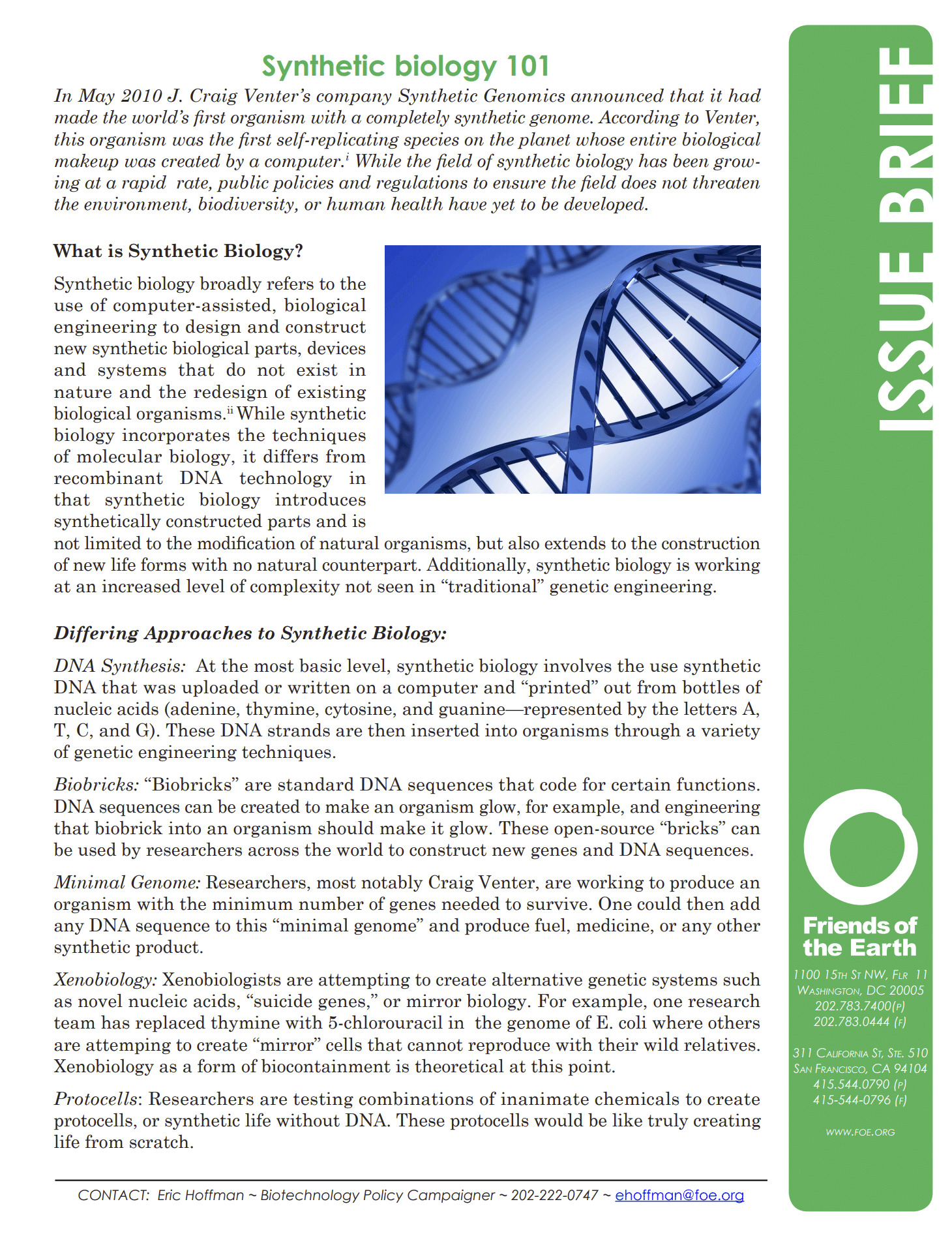 Synthetic Biology 101