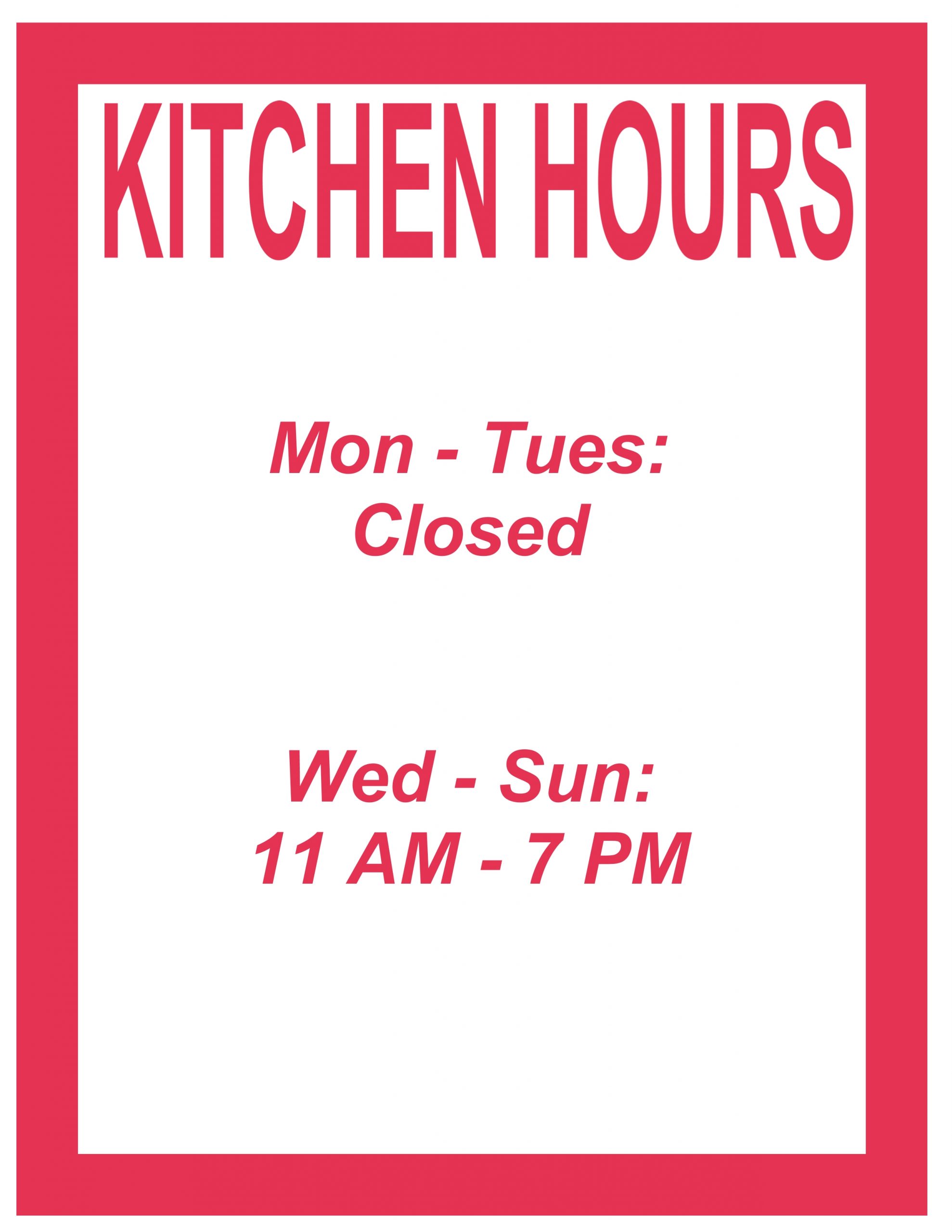 Kitchen Hours001 Weeki Wachee Eagles