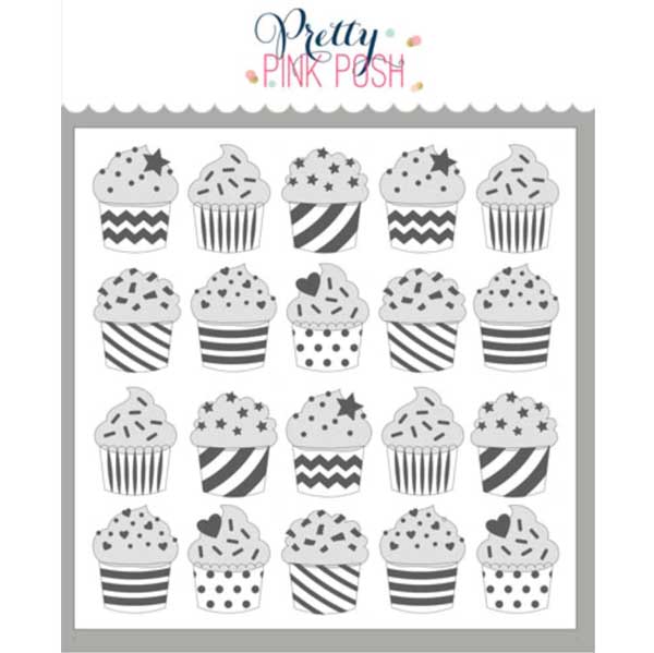 Pretty Pink Posh Layered Cupcakes Stencils (3 Pack) The Foiled Fox