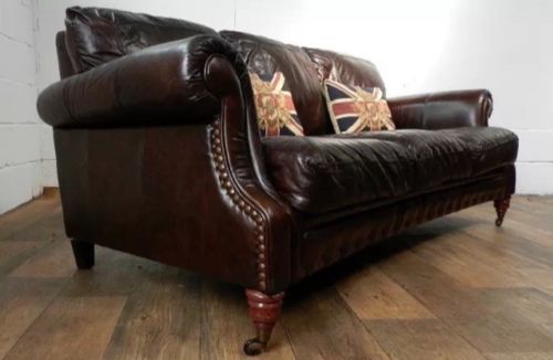 F502022 VICTORIAN STYLE CIGAR BROWN STUD LEATHER CHESTERFIELD 3