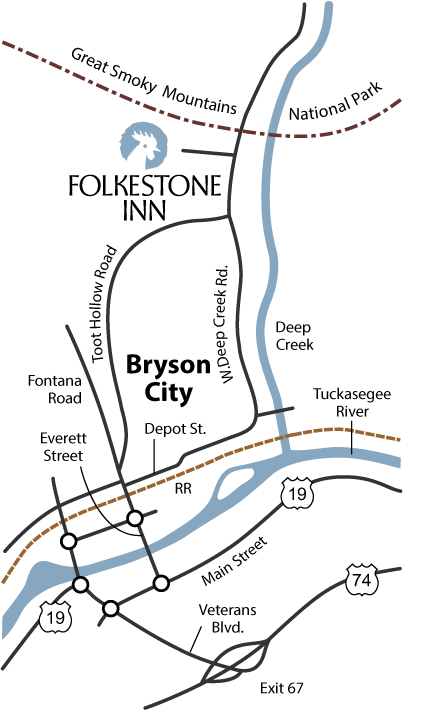Bryson City Nc Map Maps And Directions To Bryson City Nc And The Folkestone Inn B&B