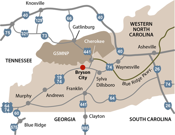 Bryson City Nc Map Maps And Directions To Bryson City Nc And The Folkestone Inn B&B