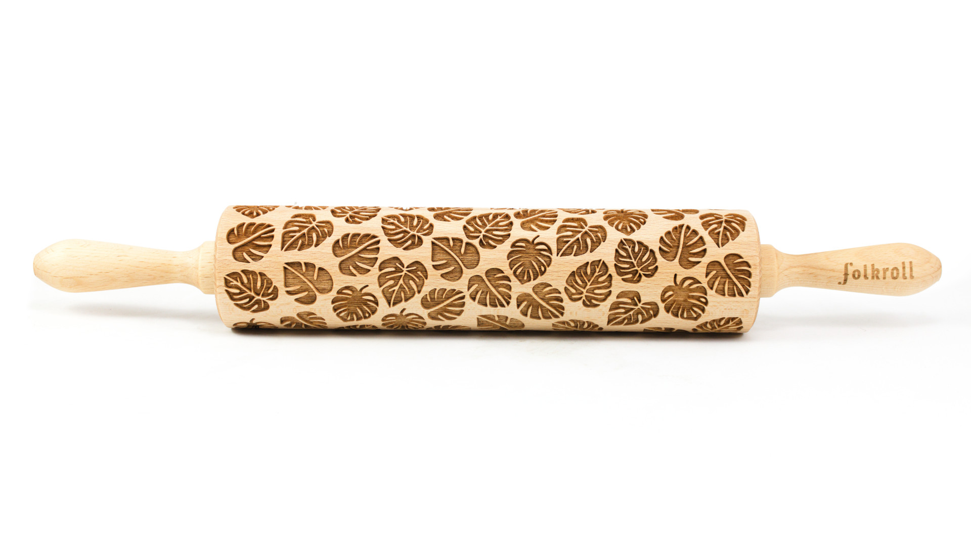 Big engraved rolling pin Monstera Folkroll