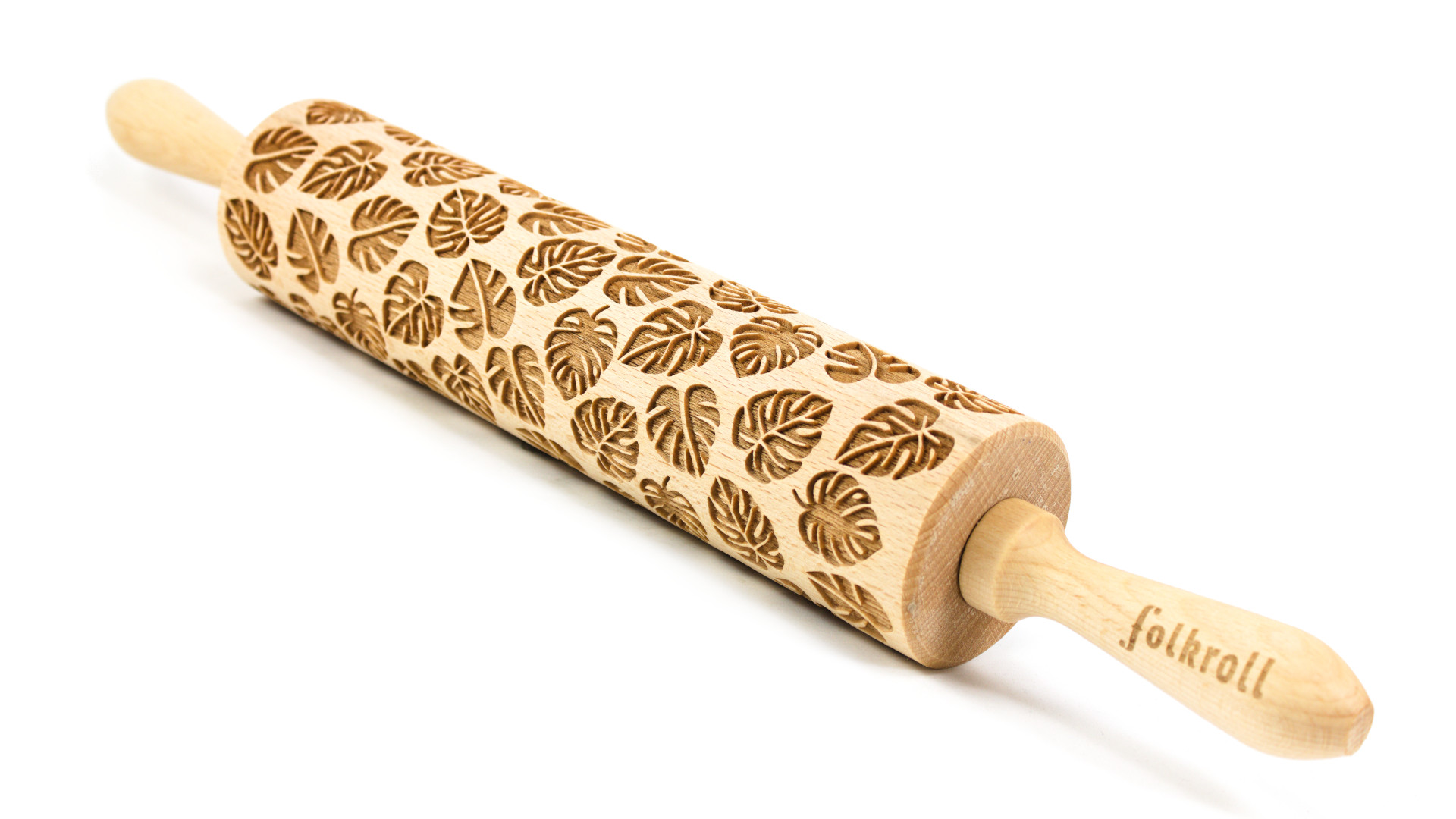Big engraved rolling pin Monstera Folkroll