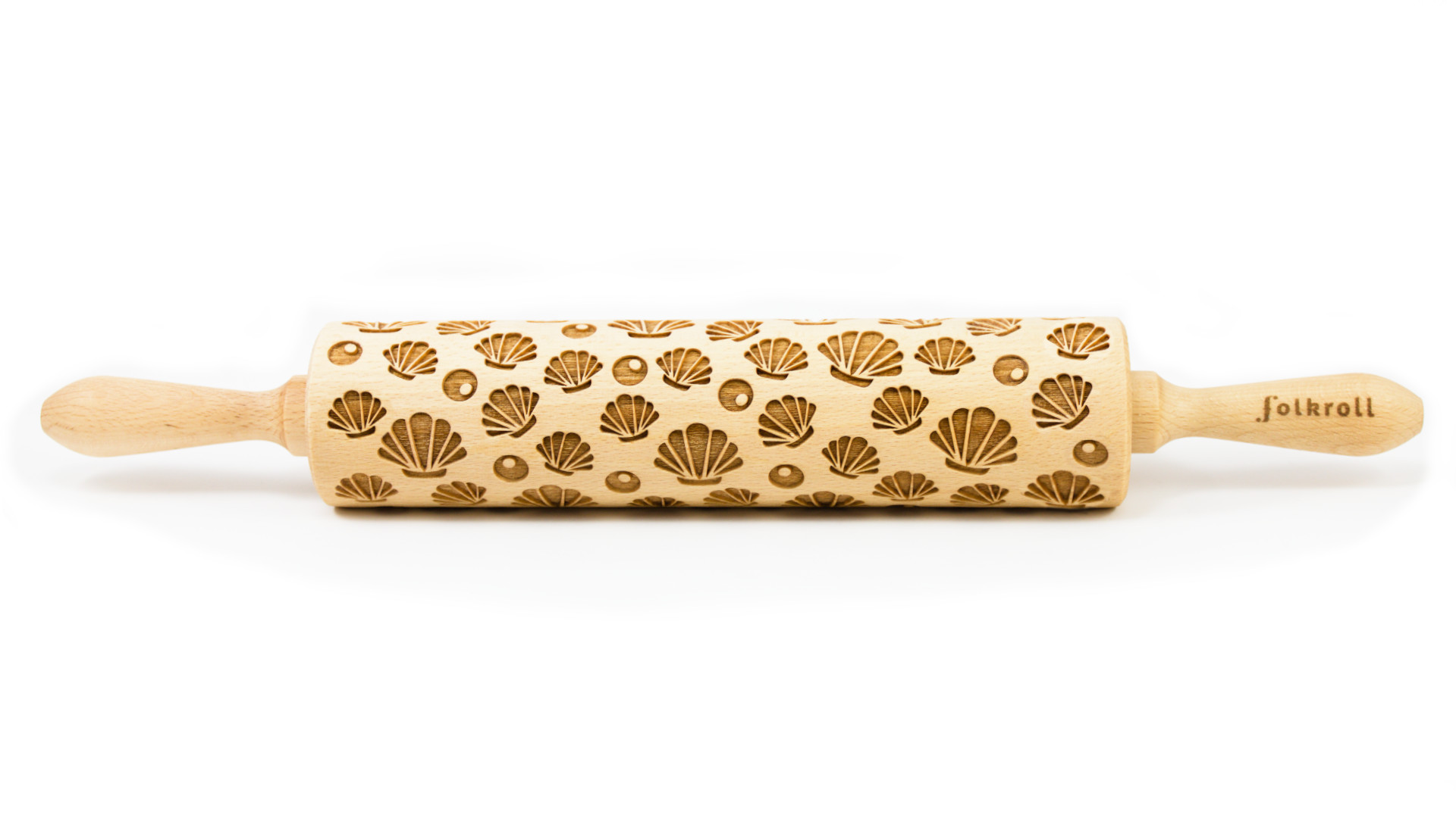 Big engraved rolling pin Shells Folkroll