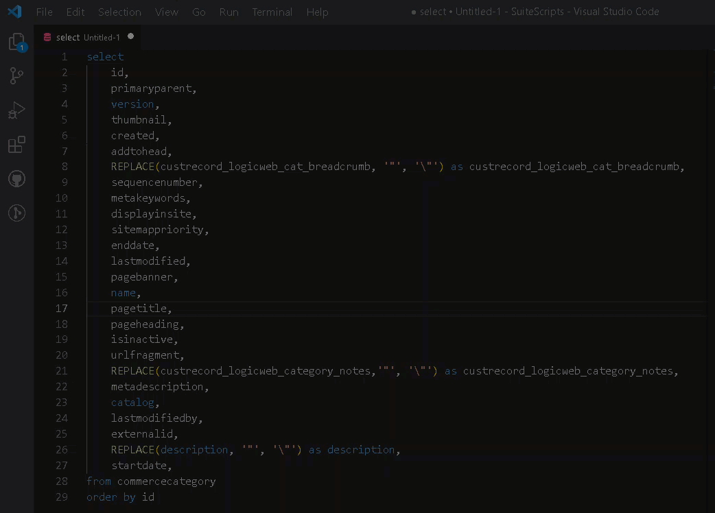 vsCode Sorting Lines of text NetSuite Experiences