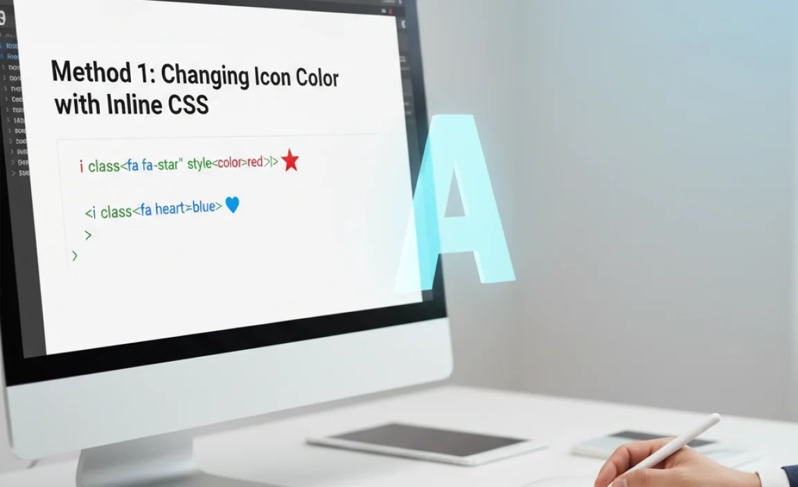 Method 1: Changing Icon Color with Inline CSS