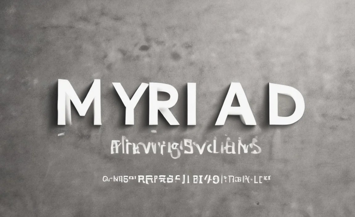Myriad Pro Font Info Table: