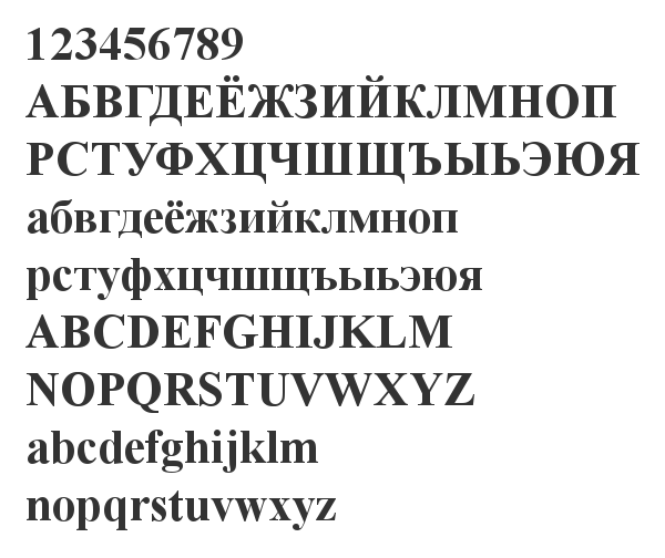 Шрифт Times New Roman Bold (русский шрифт)