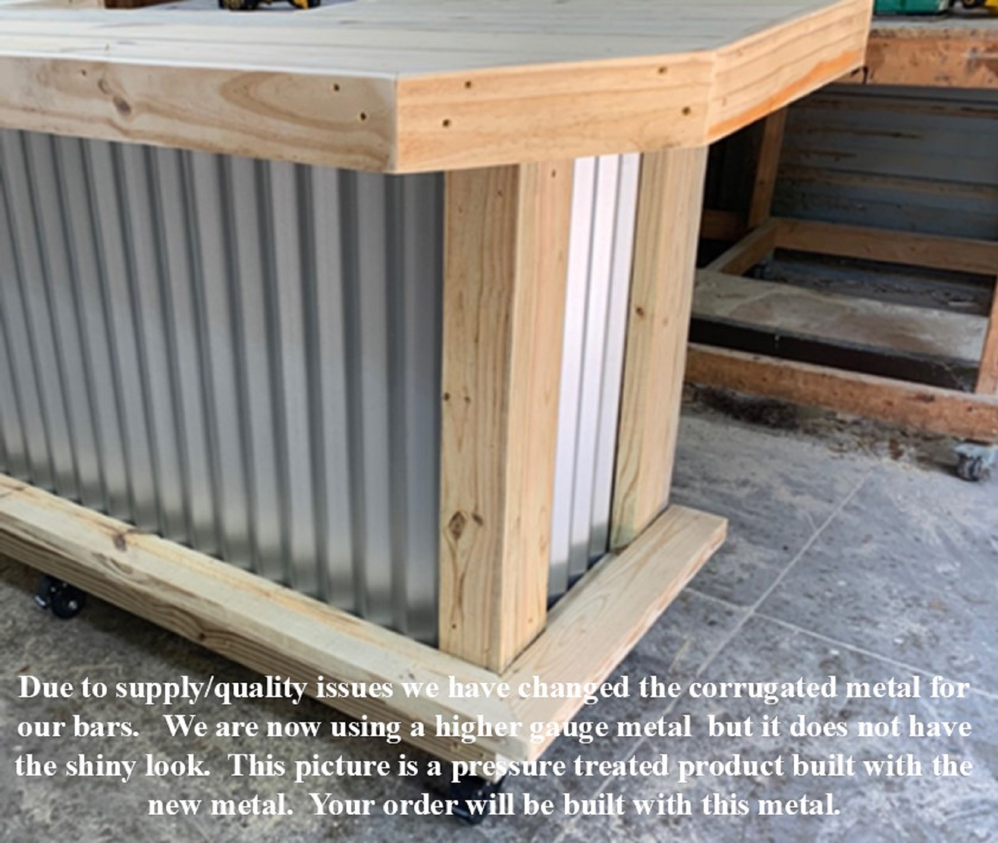 Straight Top Large Outdoor Rustic style real pressure treated wood