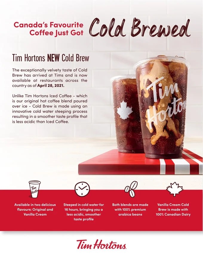 Tim Hortons Cold Brew Coffee Ingredients, Flavour, Price Foodgressing
