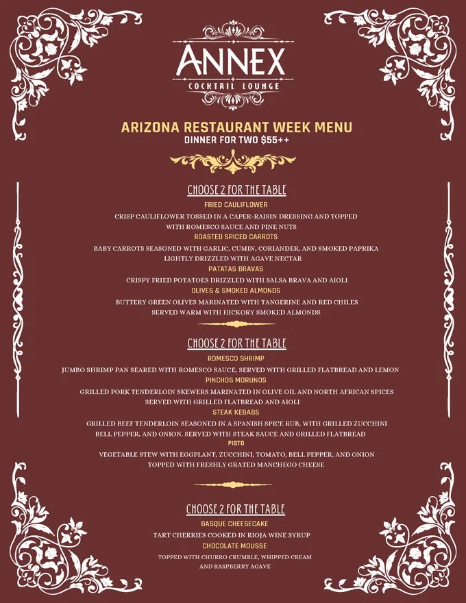 Arizona Restaurant Week 2023 Spring Edition Menus, Dates