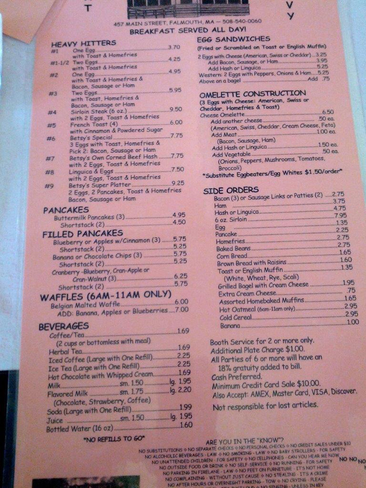 Betsy’s Diner Falmouth, Massachusetts Foodie Tales