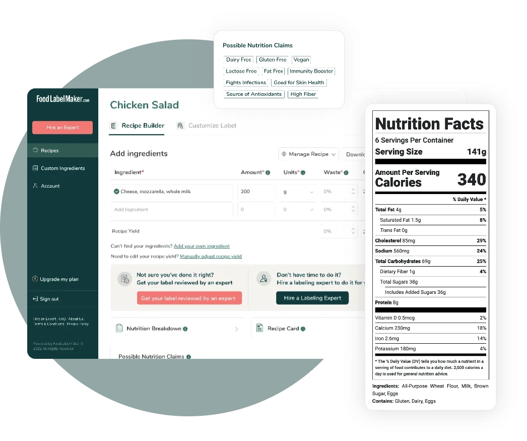 Nutrition Fact Software for FDAapproved Labels