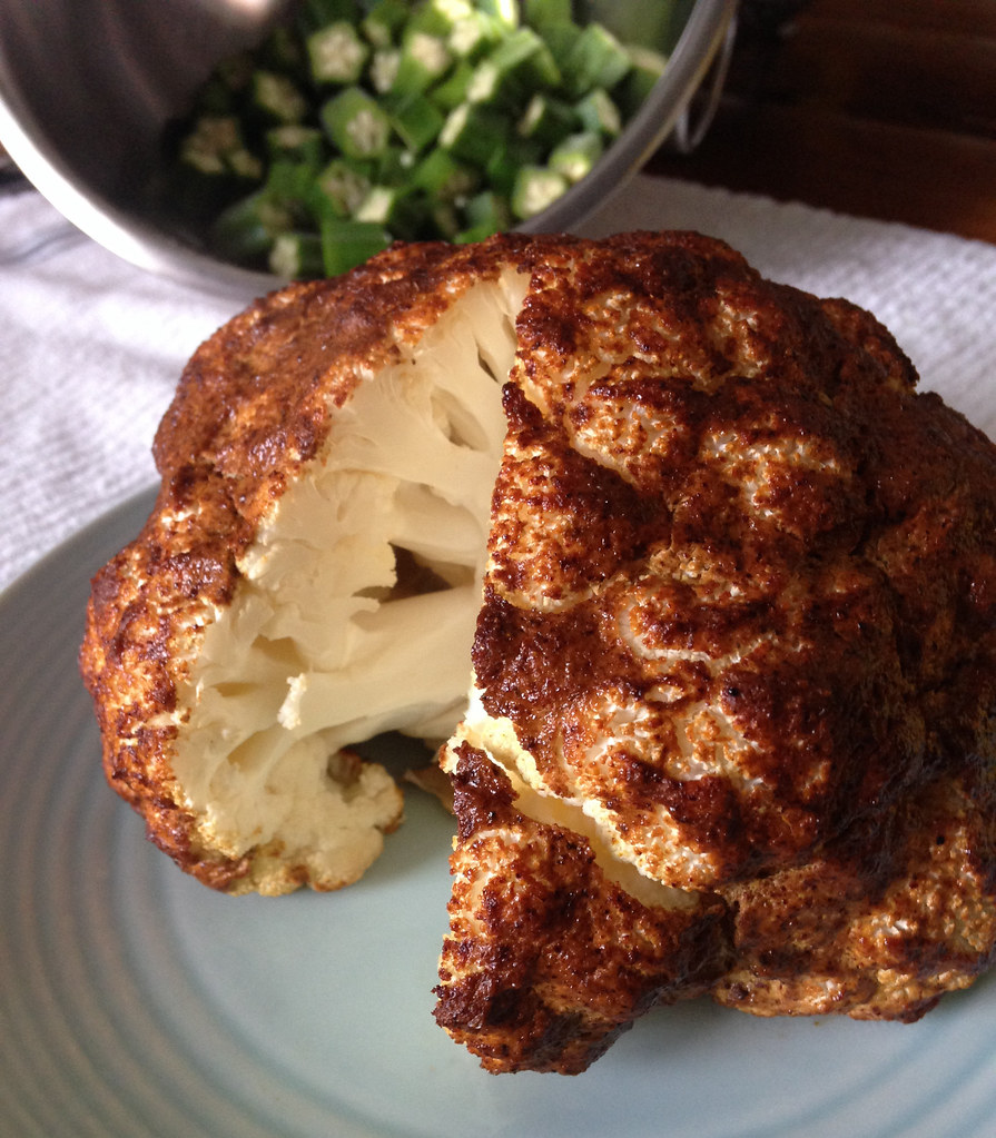 Whole Roasted Cauliflower With Butter Sauce