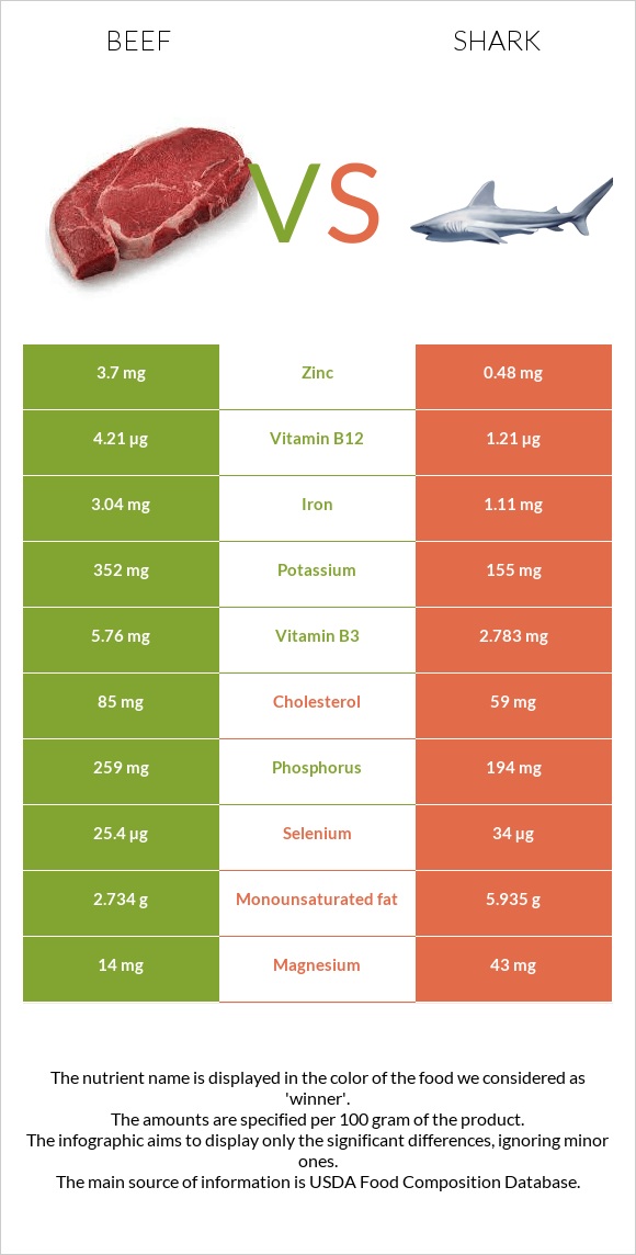 Beef vs. Shark — InDepth Nutrition Comparison