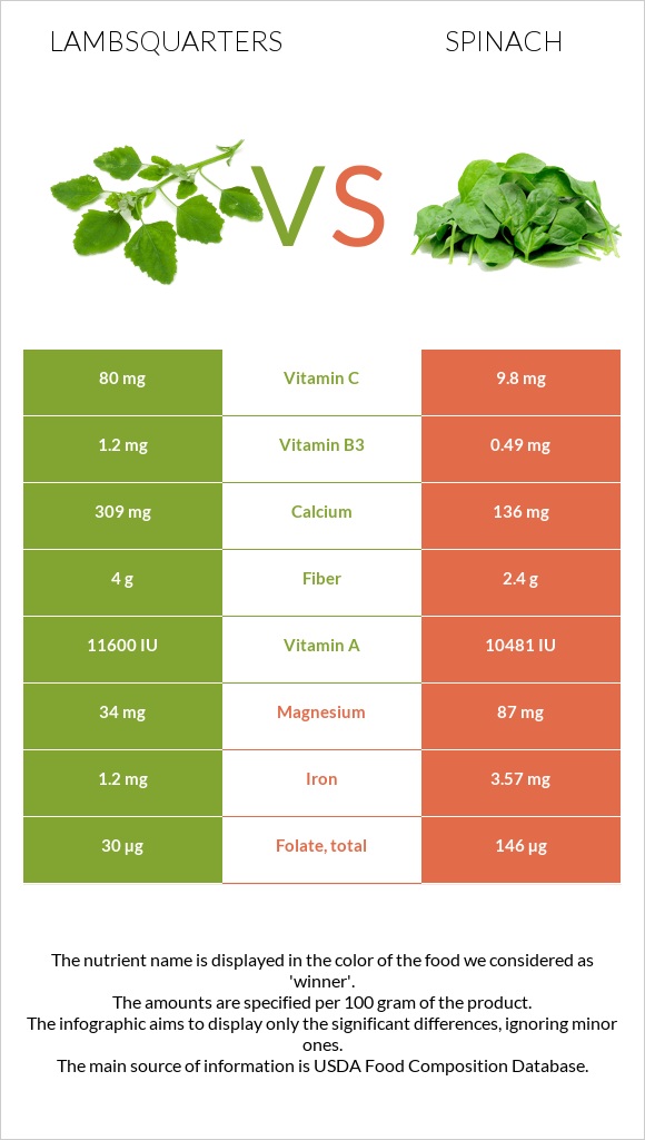 Lambsquarters vs. Spinach — InDepth Nutrition Comparison