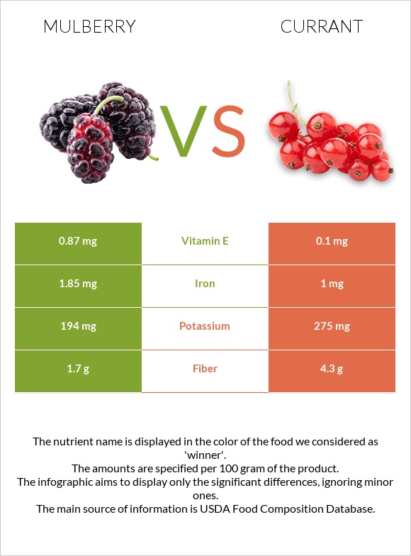 Mulberry vs. Currant — InDepth Nutrition Comparison