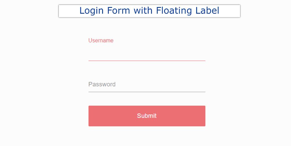 Login Form with Floating Label using HTML & CSS