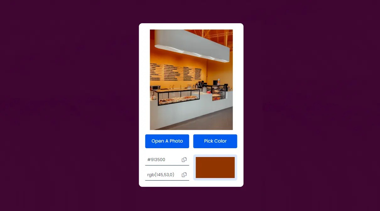 Image Color Picker using HTML, CSS and JavaScript