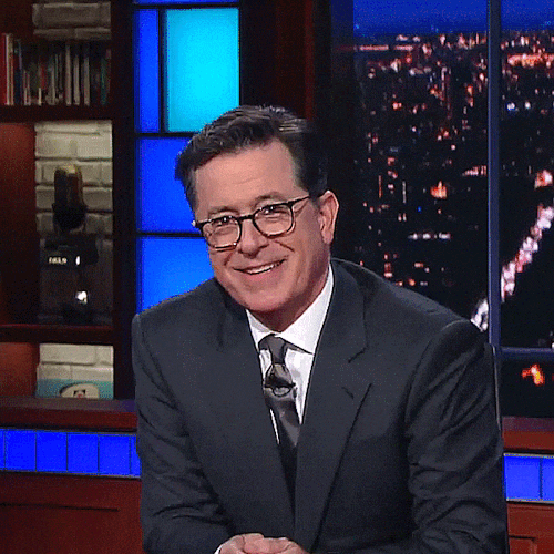 stephen colbert smirk laughing foolish watcher