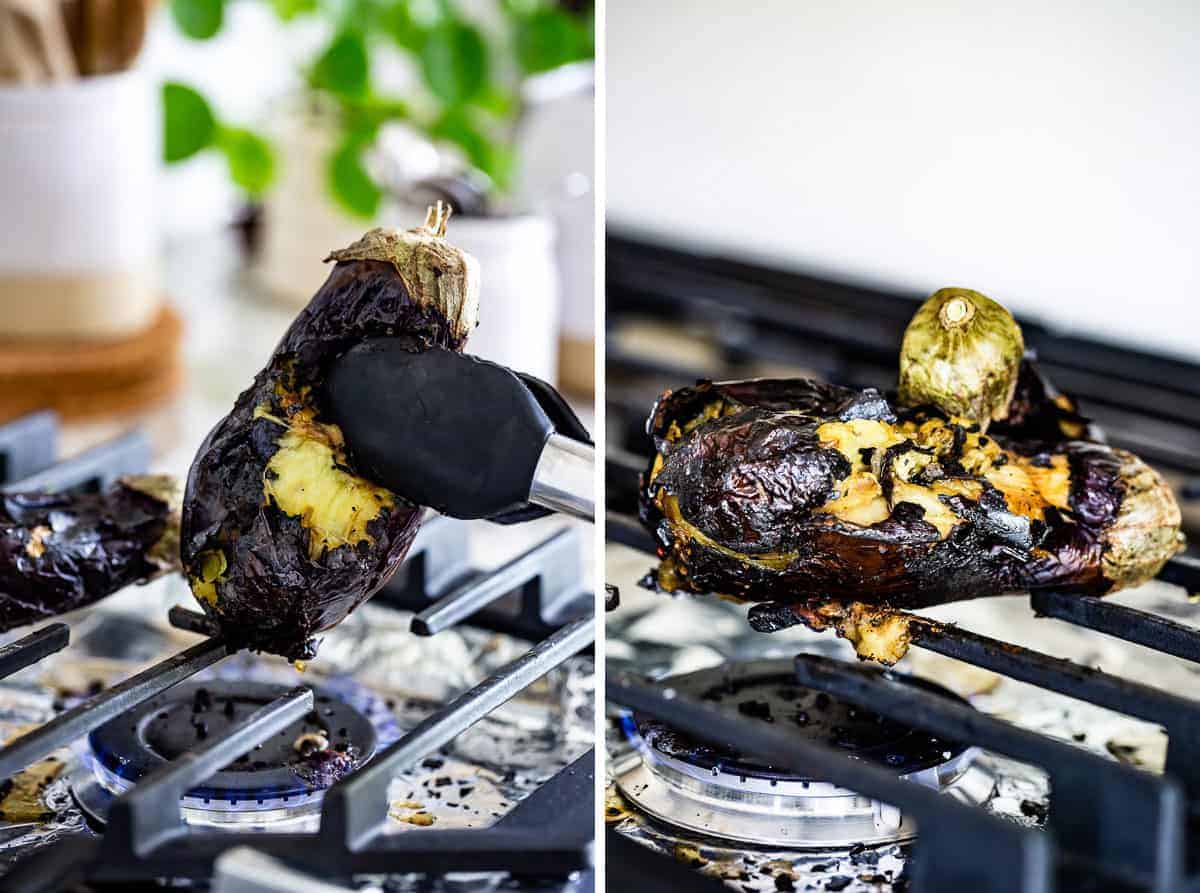 Fire Roasted Eggplant How To Cook Eggplant on a Gas Stove