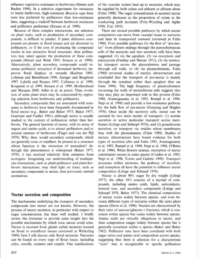 The Ecological Significance of Toxic Nectar Foothill Sierra Pest Control