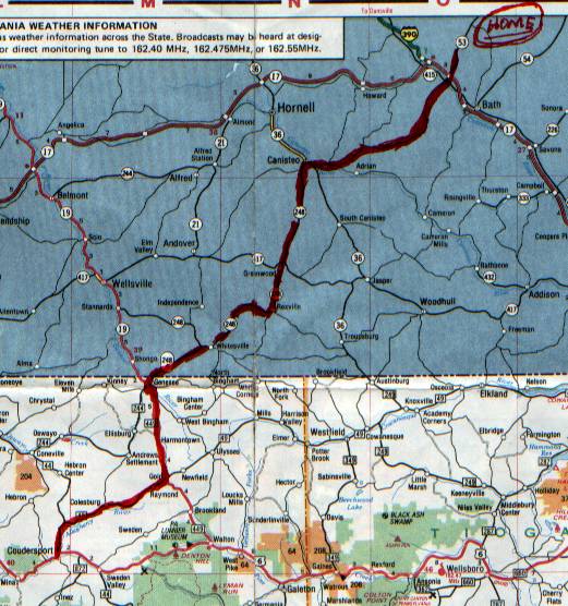 Coudersport, PA to Prattsburgh, NY.