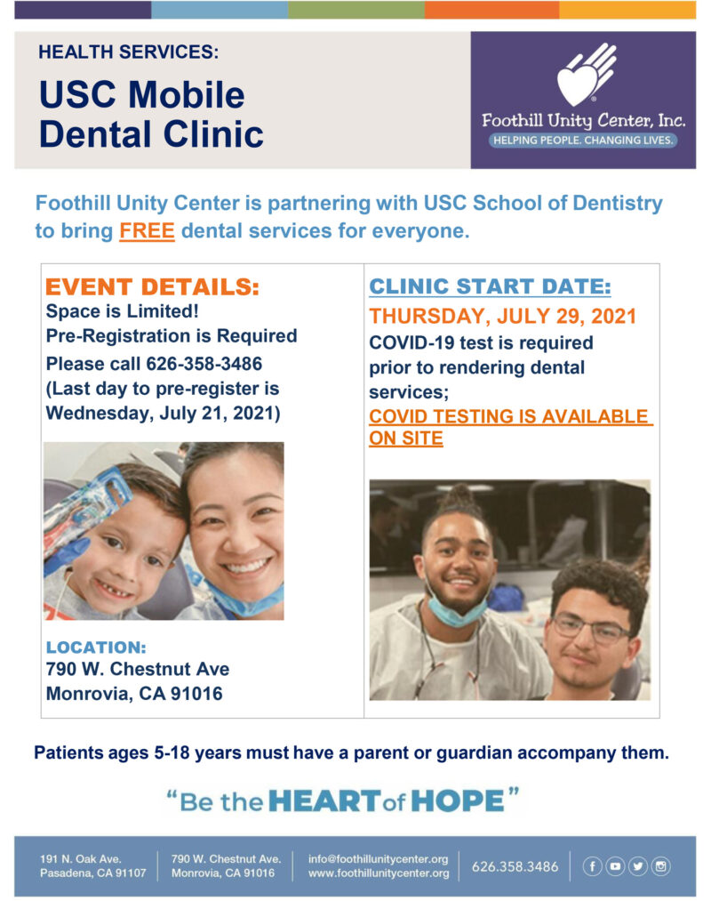 Event USC Mobile Dental Clinic on JULY 29 2021 Foothill