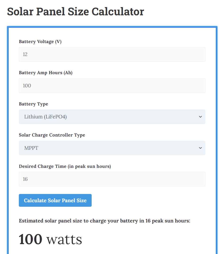 Solar Panel Size Calculator What Size Panel Do I Need
