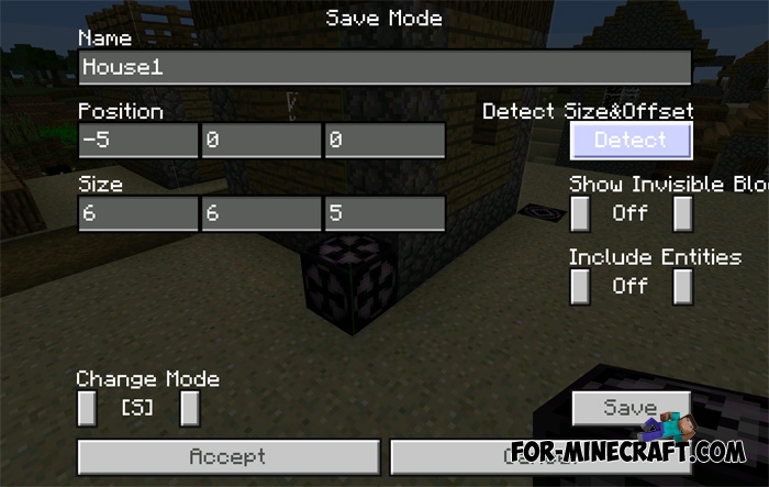 Structure Block mod for Minecraft PE 1.0.0 / 0.17.0