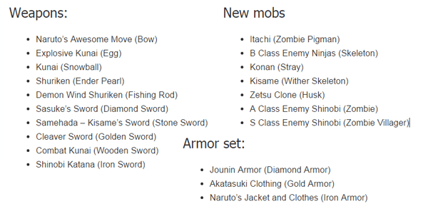 Naruto mod for Minecraft PE 1.0.0/1.0.2 (0.17.0)