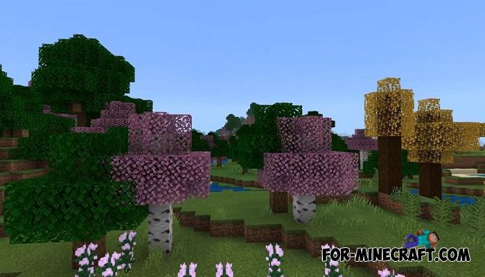 Colored Leaves Texture Pack for Minecraft PE 1.15/1.16+