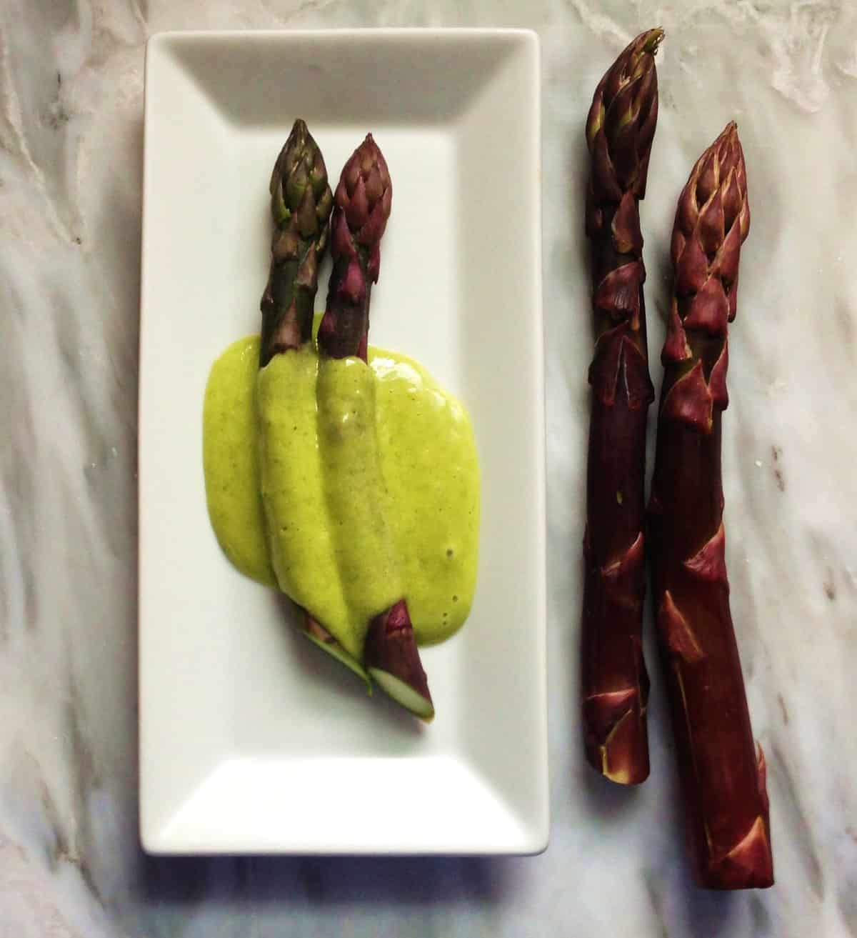 ramp bearnaise hollandaise recipe with purple asparagus