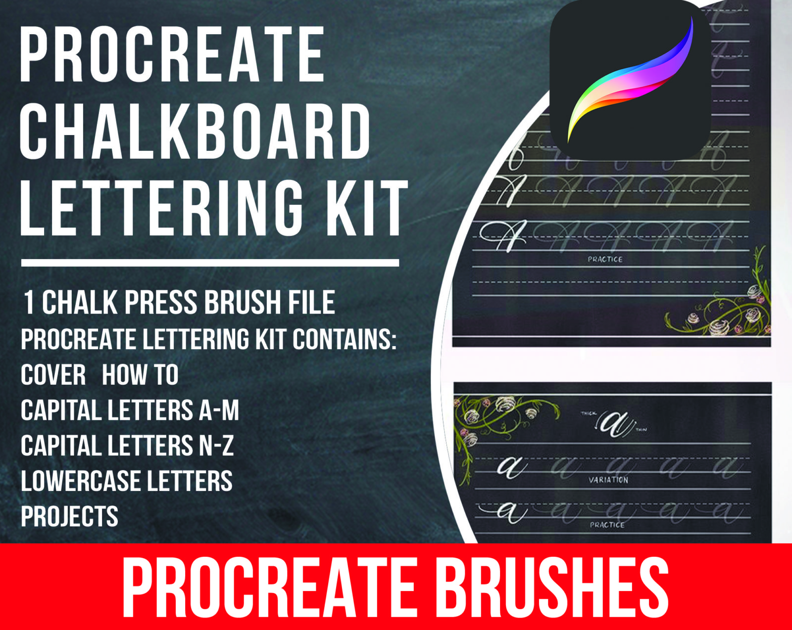Procreate Chalkboard Lettering Kit