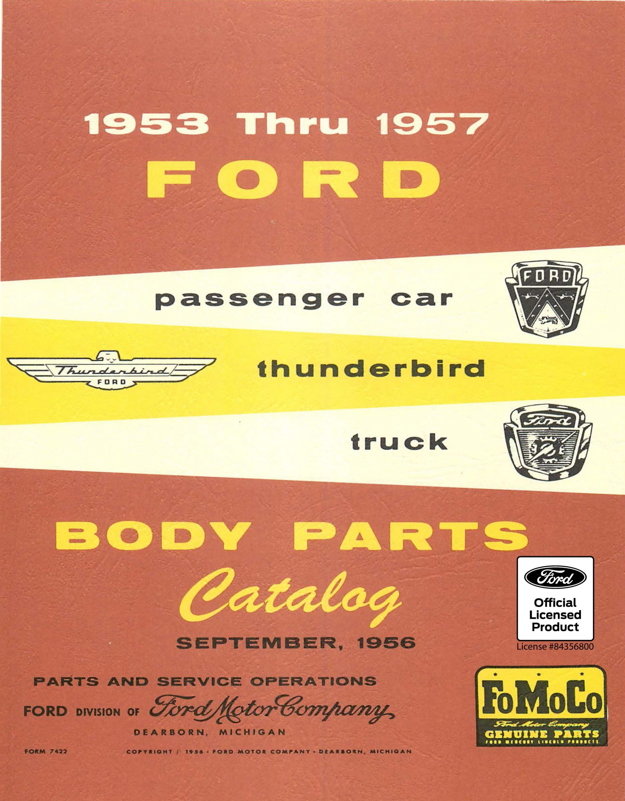 19531957 Ford Body Parts Catalog Original Manual for Repair